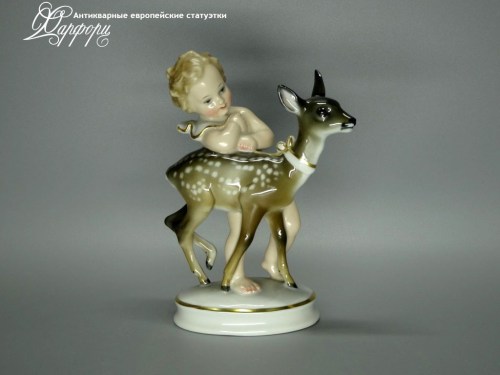Купить фарфоровую статуэтку Rosenthal Путти с олененком